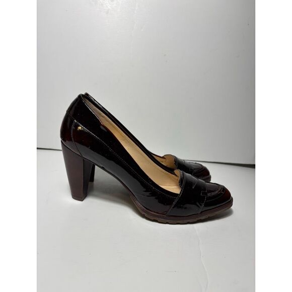 Cole Haan Nike Air Penny loafers size 9.5 Brown Caramel Stacked Heel Pump classy - Picture 3 of 6
